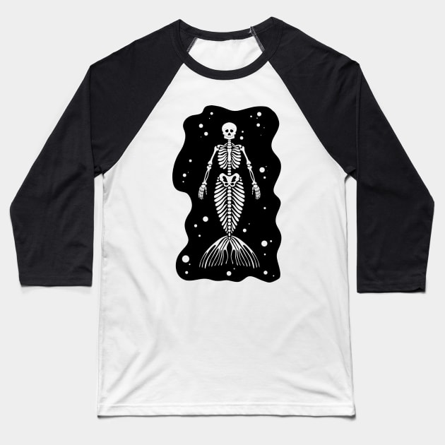 Mermaid Skeleton Baseball T-Shirt by Redheadkls